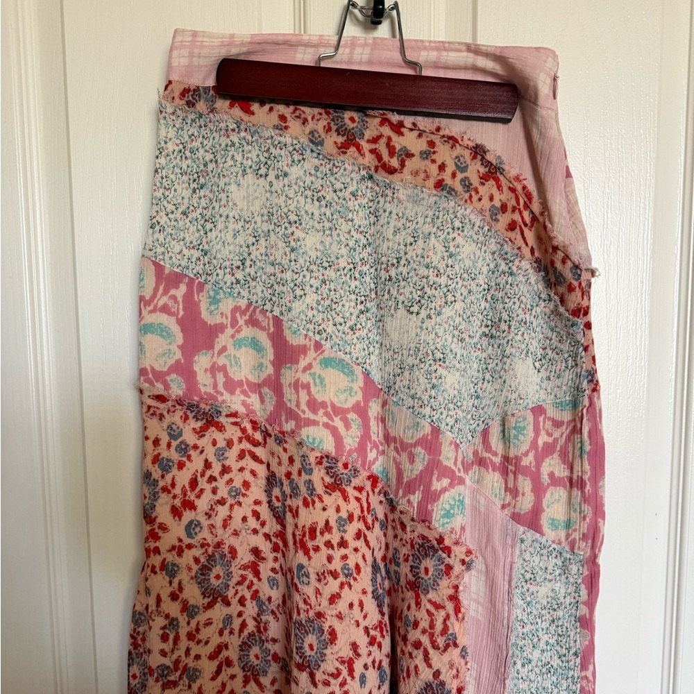 Free People: Pink Floral Mixed-Print Midi Skirt - Size S - Picture 3 of 6